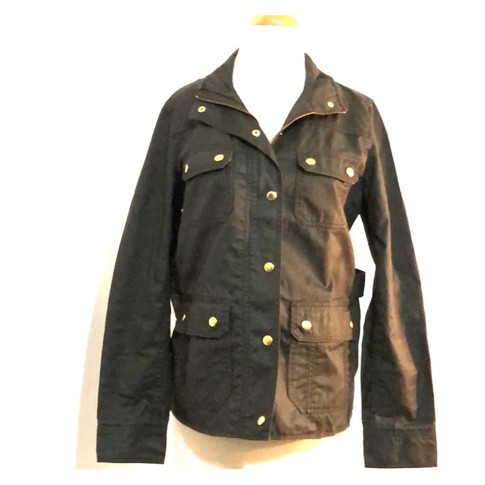 J Crew green jacket with gold snaps, size S